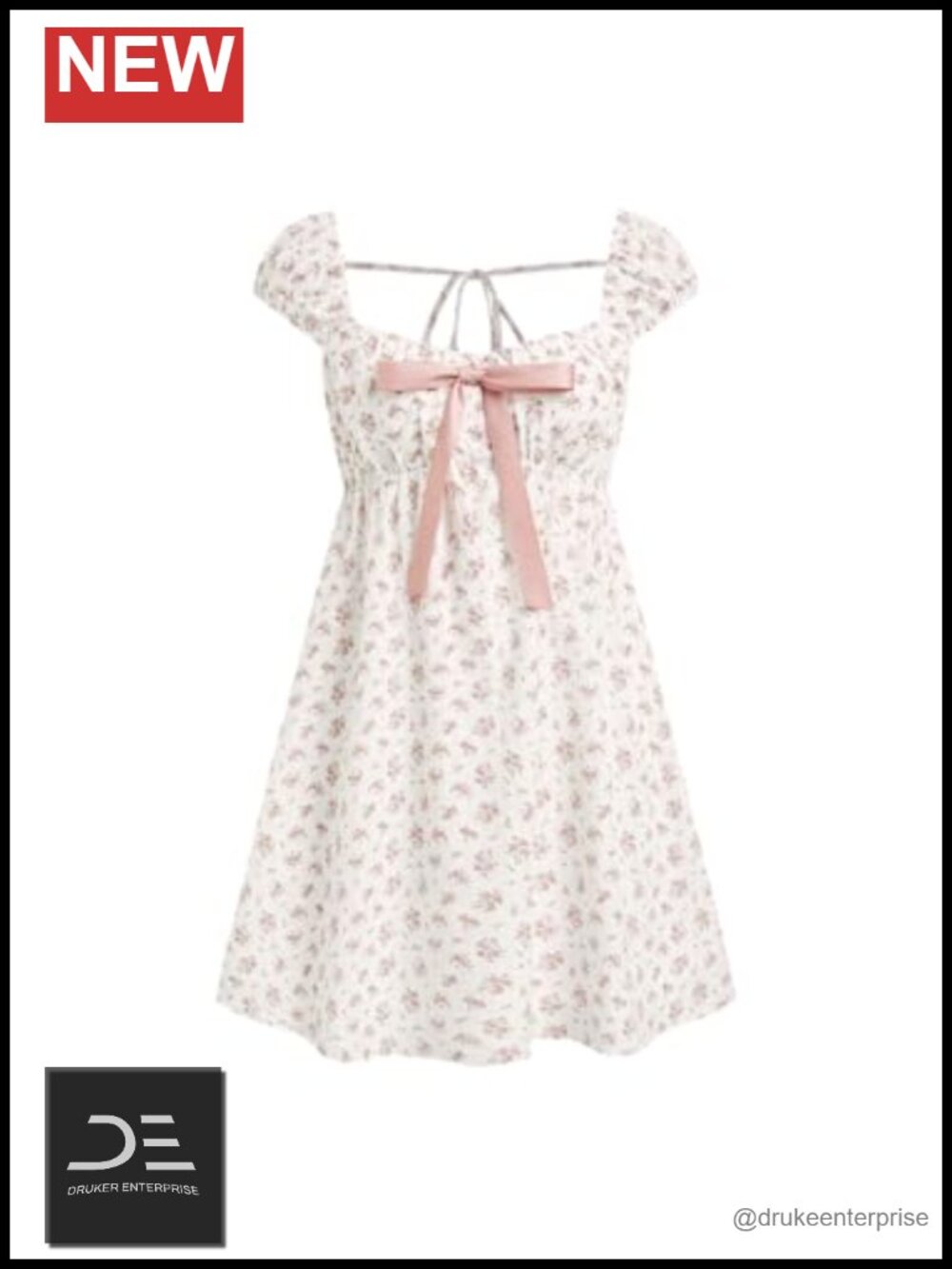 Floral Square Neck Mini Dress with Pockets Smocked Back